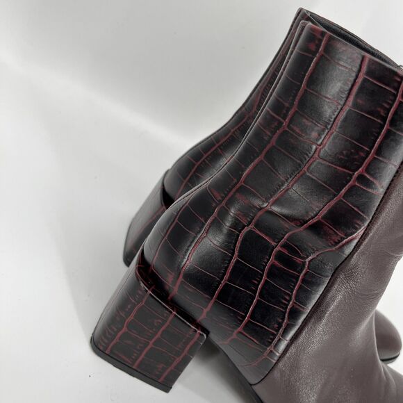 Seychelles Boots Womens 6.5 Burgundy Croc Embossed Siesta Bootie - Picture 2 of 11